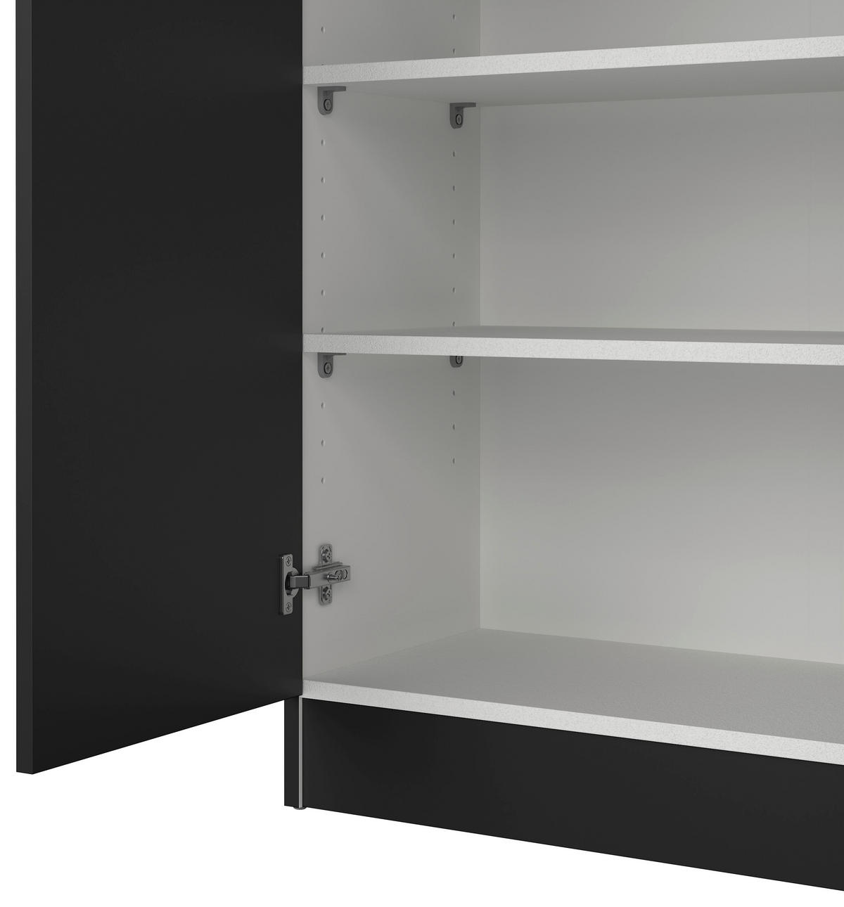 DREHTÜRENSCHRANK 69,2/170,4/34,6 cm 2-türig Schwarz  - Silberfarben/Schwarz, Basics, Holzwerkstoff/Metall (69,2/170,4/34,6cm) - MID.YOU