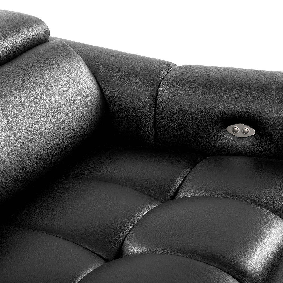 ECKSOFA AVEIRO Anthrazit Echtleder Bettkasten, Kopfteilverstellung, Sitzvorzug  - Anthrazit/Schwarz, Design, Leder/Kunststoff (177/274cm) - Livetastic