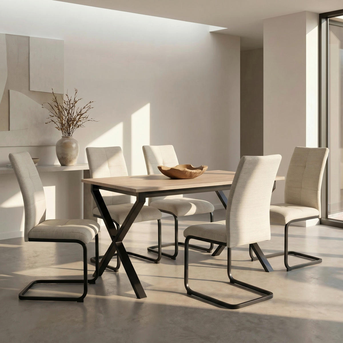 ESSTISCH 120/80/76 cm Nachbildung  Metall, Holzwerkstoff gastro- und objekttauglich rechteckig Eichefarben  - Eichefarben/Schwarz, MODERN, Holzwerkstoff/Metall (120/80/76cm) - MID.YOU