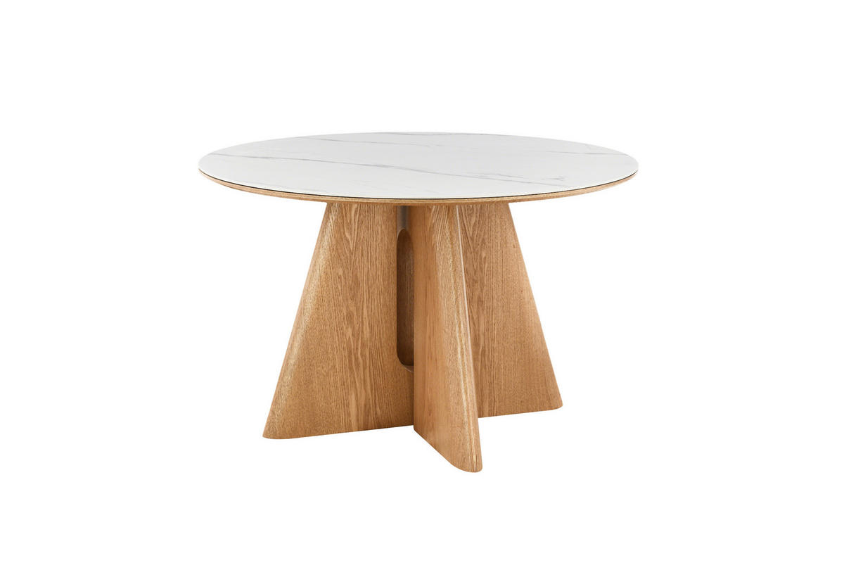 ESSTISCH 120/75/120 cm Echtholz, Nachbildung  Holz, Stein, Holzwerkstoff rund Weiß, Eichefarben  - Eichefarben/Weiß, Design, Holz/Holzwerkstoff (120/75/120cm) - VanDerken