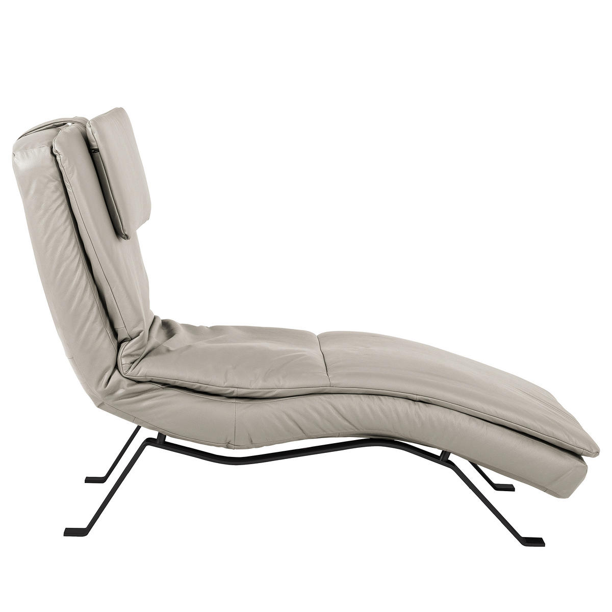 RELAXLIEGE Echtleder Platinfarben  - Platinfarben/Schwarz, Design, Leder/Metall (65/95/171cm) - Celina Home