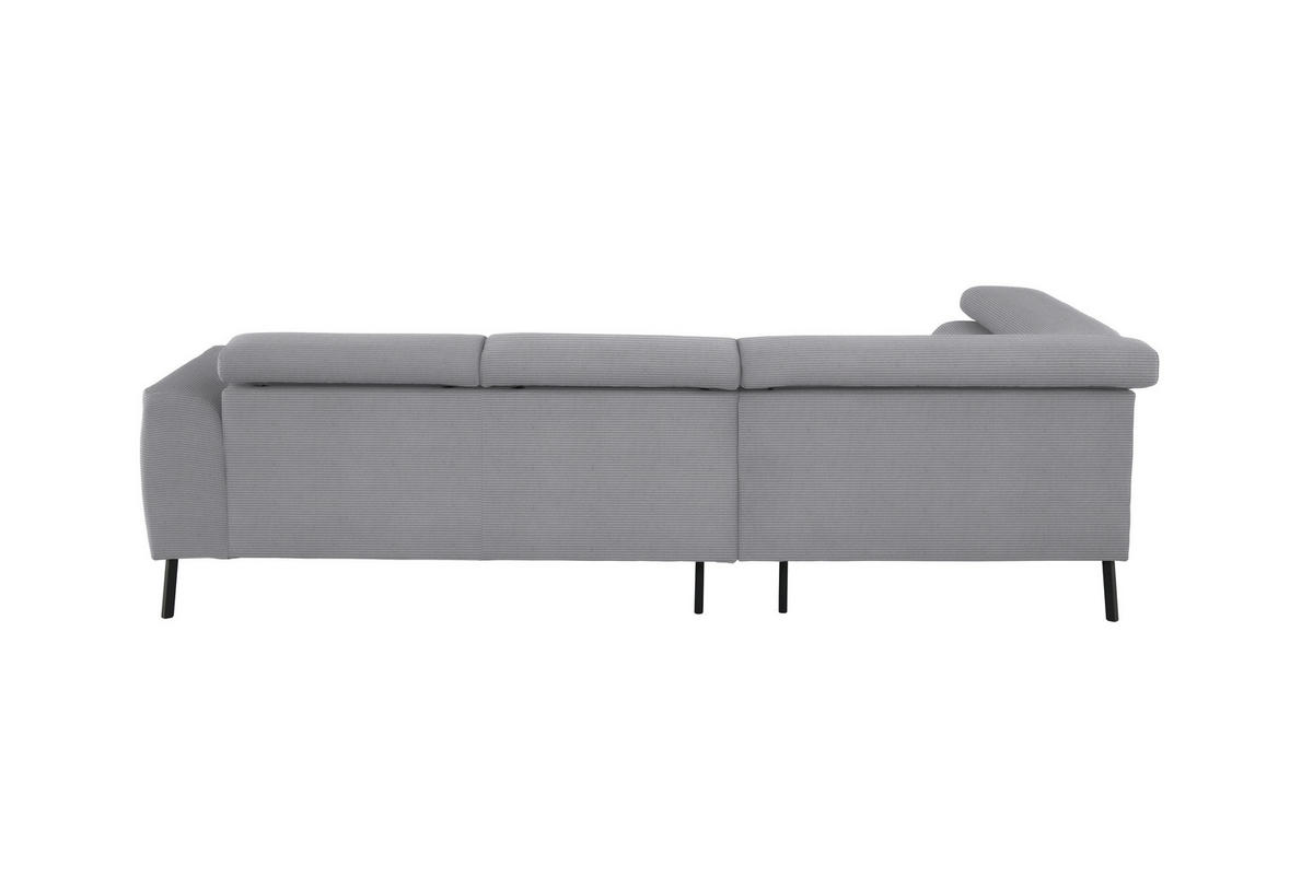 ECKSOFA Grau Feincord  - Schwarz/Grau, Design, Textil/Metall (205/280cm) - Xora