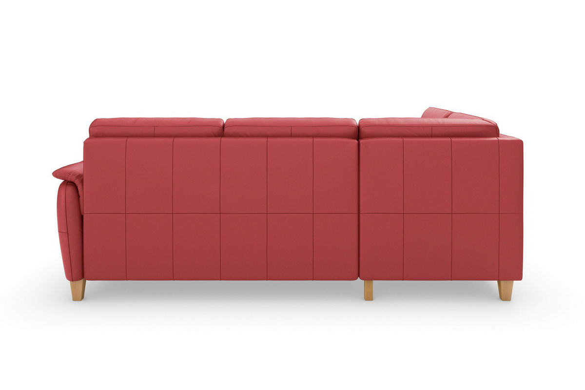 ROHOVÁ SEDAČKA, koža, červená - farba duba/červená, Basics, koža/drevo (212/236cm) - Sit & More