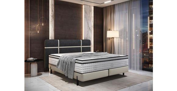 BOXSPRINGBETT 180/200 cm  in Creme, Dunkelgrau  - Dunkelgrau/Creme, Design, Textil/Metall (180/200cm) - Esposa