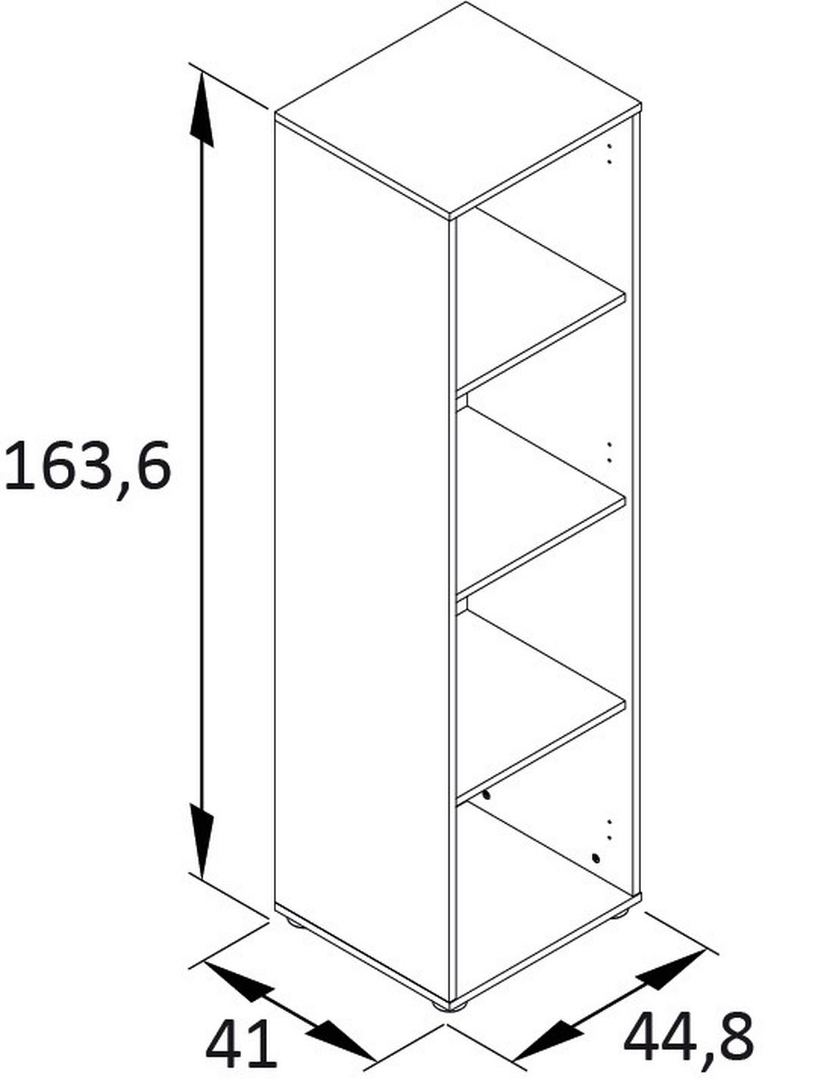 AKTENREGAL Schwarz, Eichefarben  - Eichefarben/Schwarz, MODERN, Holzwerkstoff/Kunststoff (44,8/163,6/41cm) - MID.YOU