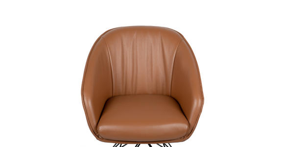 ARMLEHNSTUHL  in Eisen Echtleder pigmentiert  - Cognac/Schwarz, Design, Leder/Metall (59,5/83,5/63,5cm) - Belluti