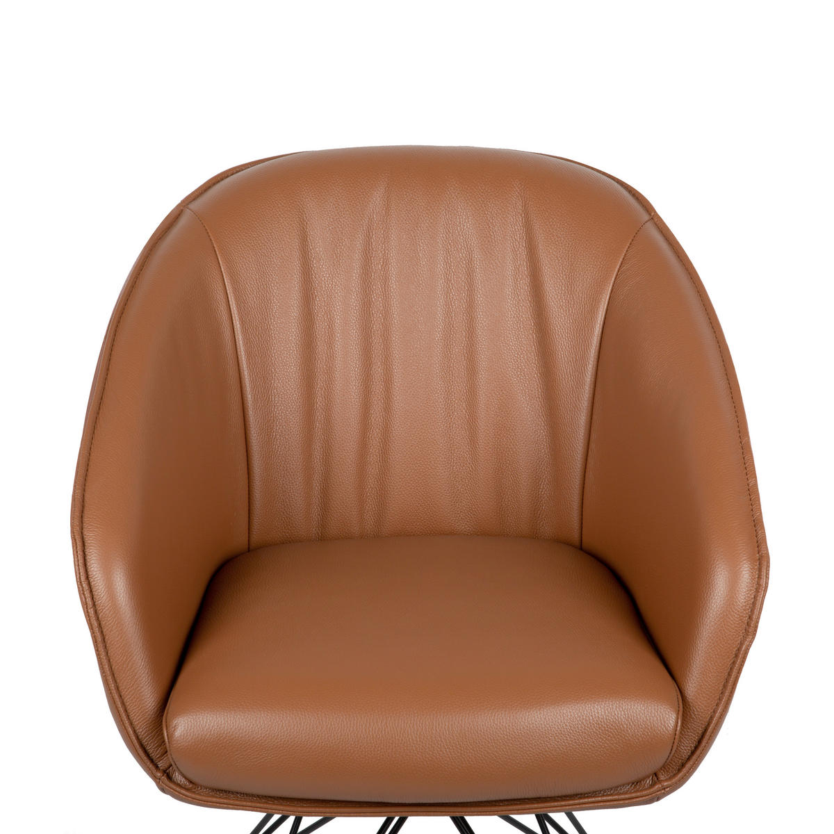 ARMLEHNSTUHL  in Eisen Echtleder pigmentiert  - Cognac/Schwarz, Design, Leder/Metall (59,5/83,5/63,5cm) - Emilio Belluti