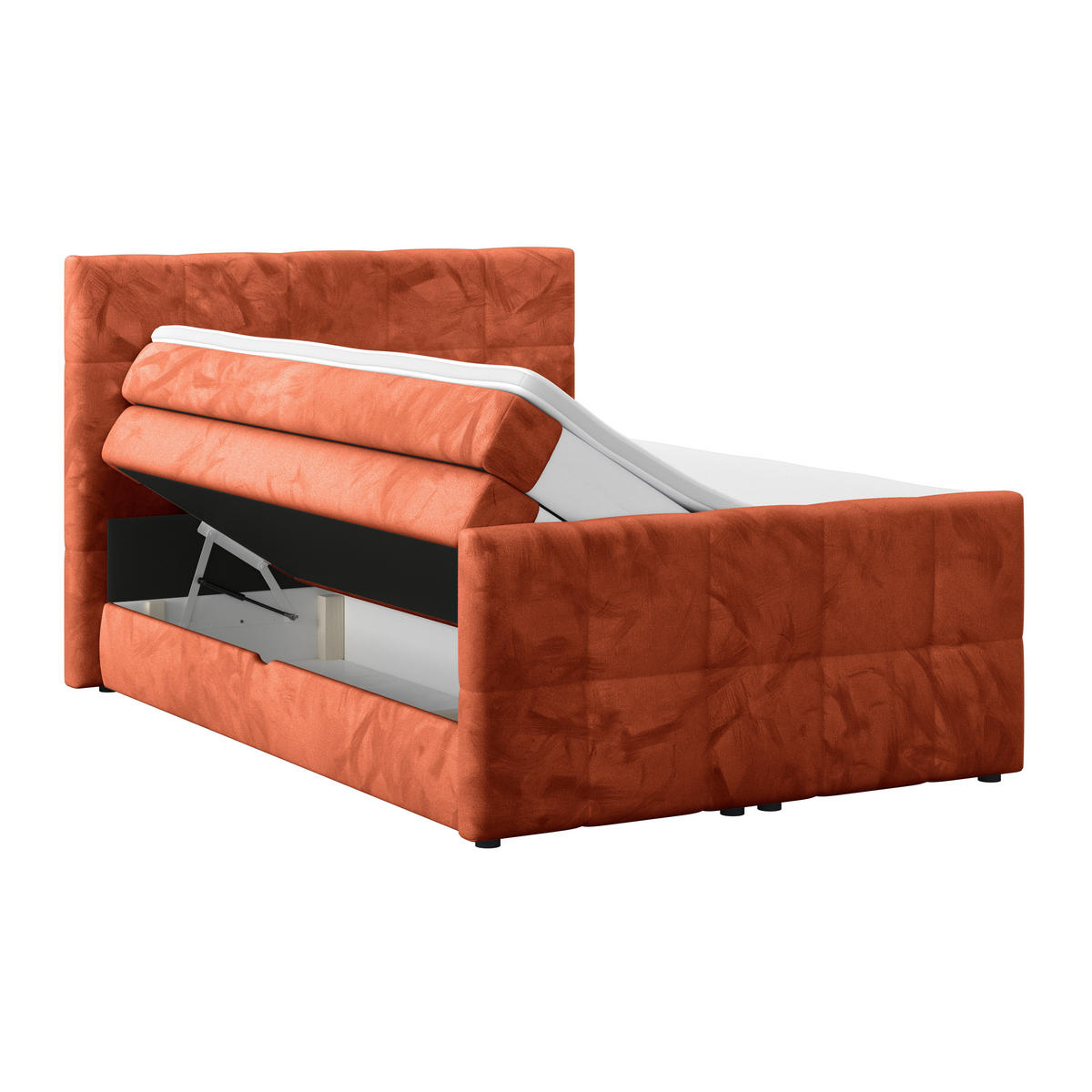 BOXSPRINGBETT 140/200 cm,  in Rostfarben, gepolstertes Kopfteil, Bettkasten, Topper, Matratzen, H4 + H4 = sehr fest  - Rostfarben, KONVENTIONELL, Holz/Holzwerkstoff (140/200cm) - Luca Bessoni