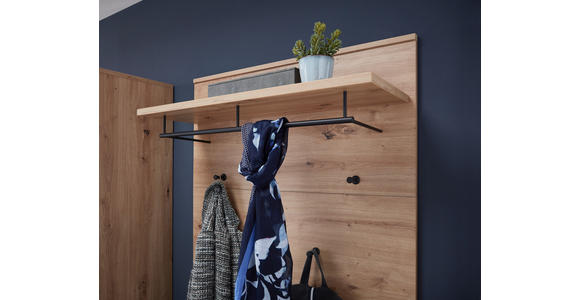 GARDEROBE 6-teilig in 282/202/38 cm - Schwarz/Eiche Artisan, Design, Holzwerkstoff/Textil (282/202/38cm) - Voleo