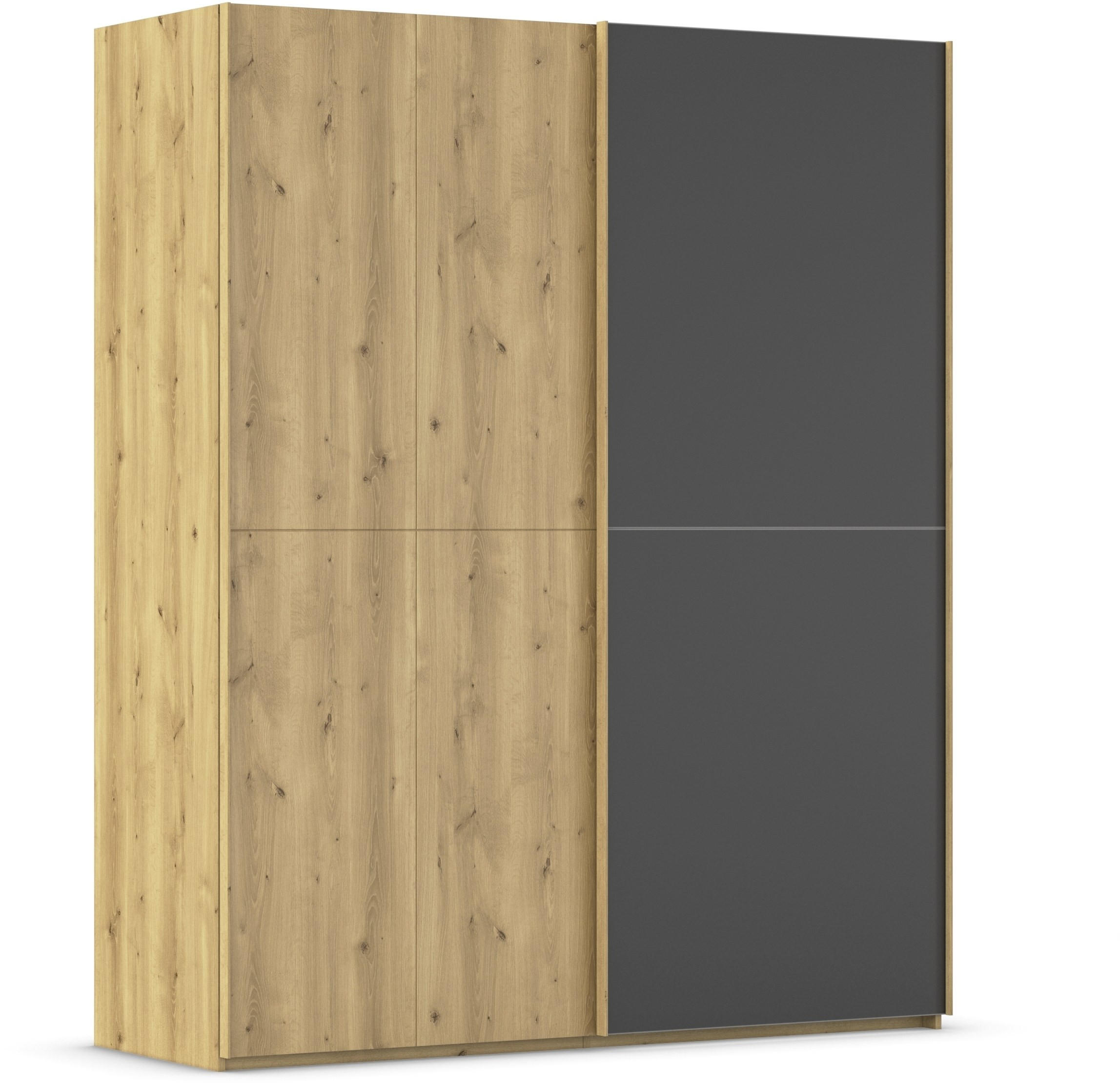 SCHWEBETÜRENSCHRANK 180/223/68 cm 2-türig Schwarz, Eichefarben  - Eichefarben/Schwarz, Design, Glas/Holz (180/223/68cm) - Novel