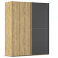 SCHWEBETÜRENSCHRANK 180/223/68 cm 2-türig Schwarz, Eichefarben  - Eichefarben/Schwarz, Design, Glas/Holz (180/223/68cm) - Novel