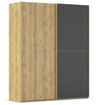 SCHWEBETÜRENSCHRANK 180/223/68 cm 2-türig Schwarz, Eichefarben  - Eichefarben/Schwarz, Design, Glas/Holz (180/223/68cm) - Novel