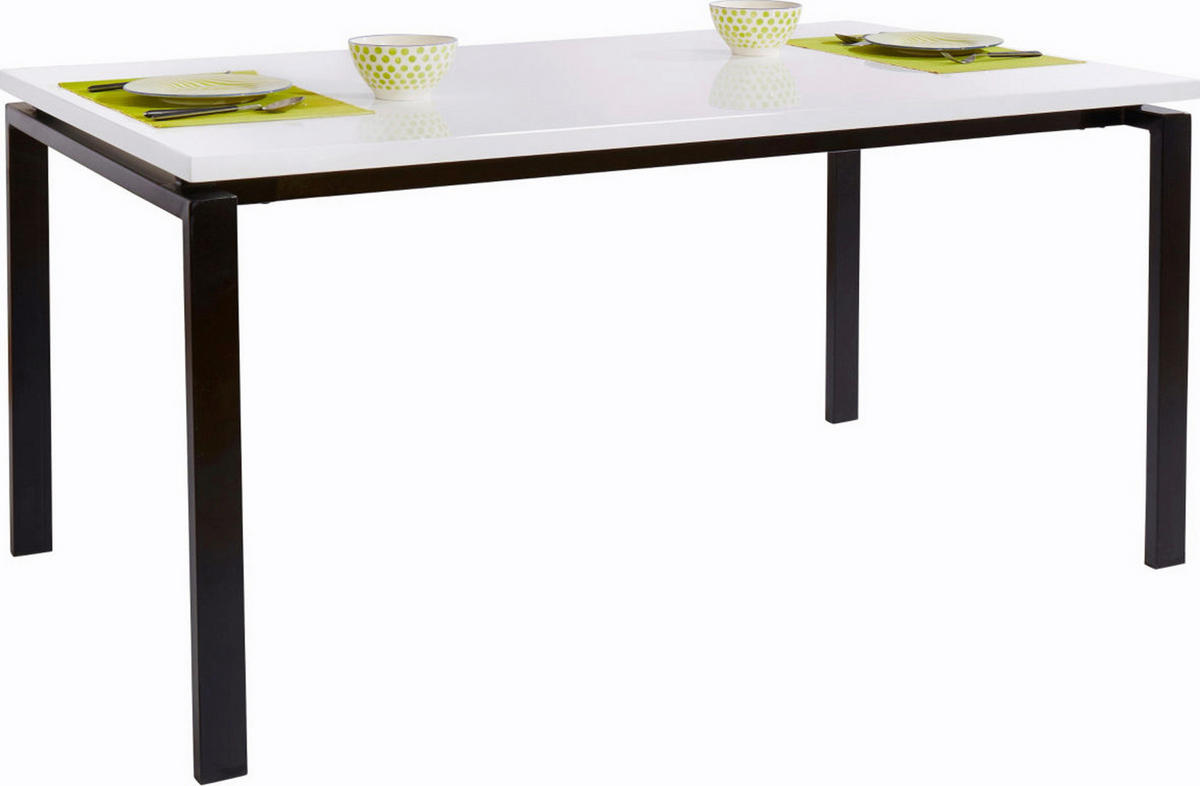 ESSTISCH in Metall, Holzwerkstoff 160/90/75 cm   - Schwarz/Weiß, Design, Holzwerkstoff/Metall (160/90/75cm) - MID.YOU