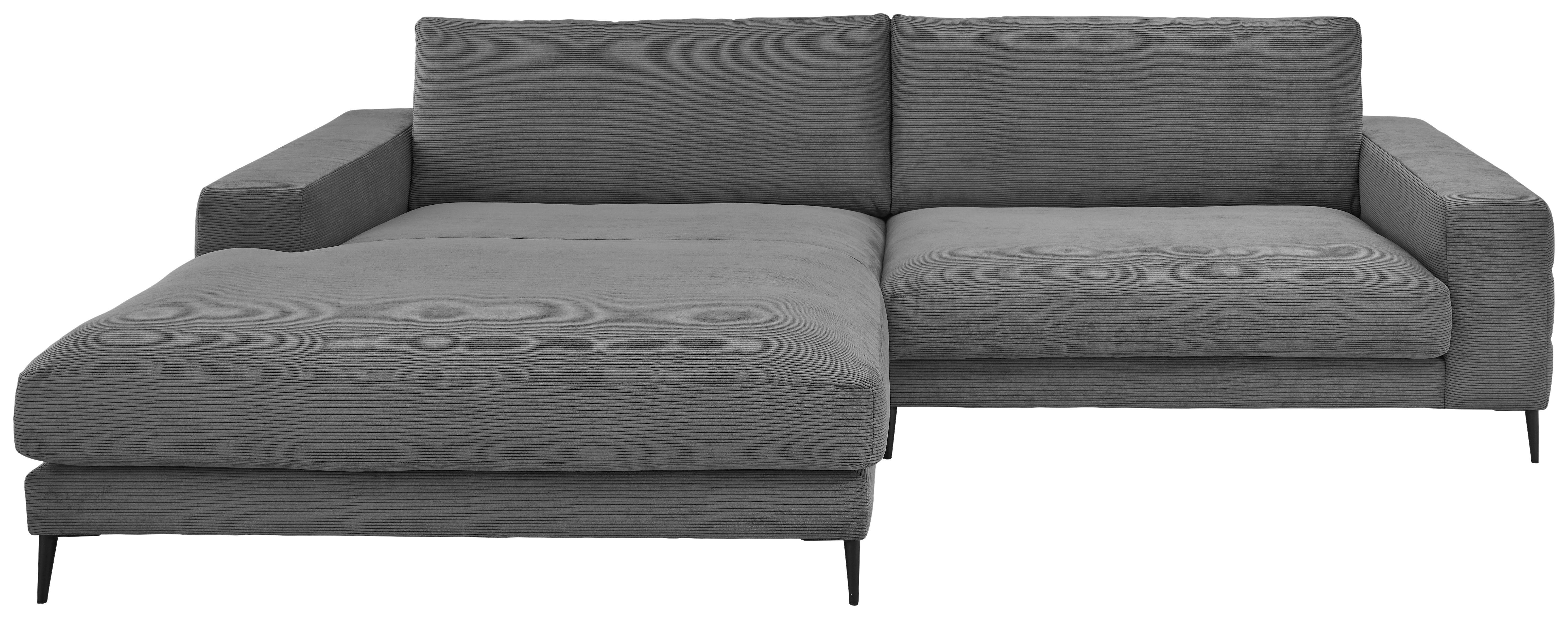 ECKSOFA Anthrazit Feincord  - Anthrazit/Schwarz, Design, Textil/Metall (207/293cm) - Dieter Knoll