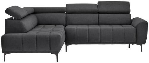 ECKSOFA in Velours Graphitfarben  - Schwarz/Graphitfarben, Design, Textil/Metall (191/261cm) - Stylife