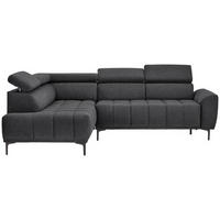 ECKSOFA in Velours Graphitfarben  - Schwarz/Graphitfarben, Design, Textil/Metall (191/261cm) - Stylife