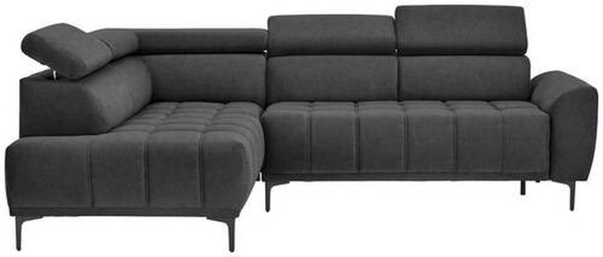 ECKSOFA in Velours Graphitfarben  - Schwarz/Graphitfarben, Design, Textil/Metall (191/261cm) - Stylife