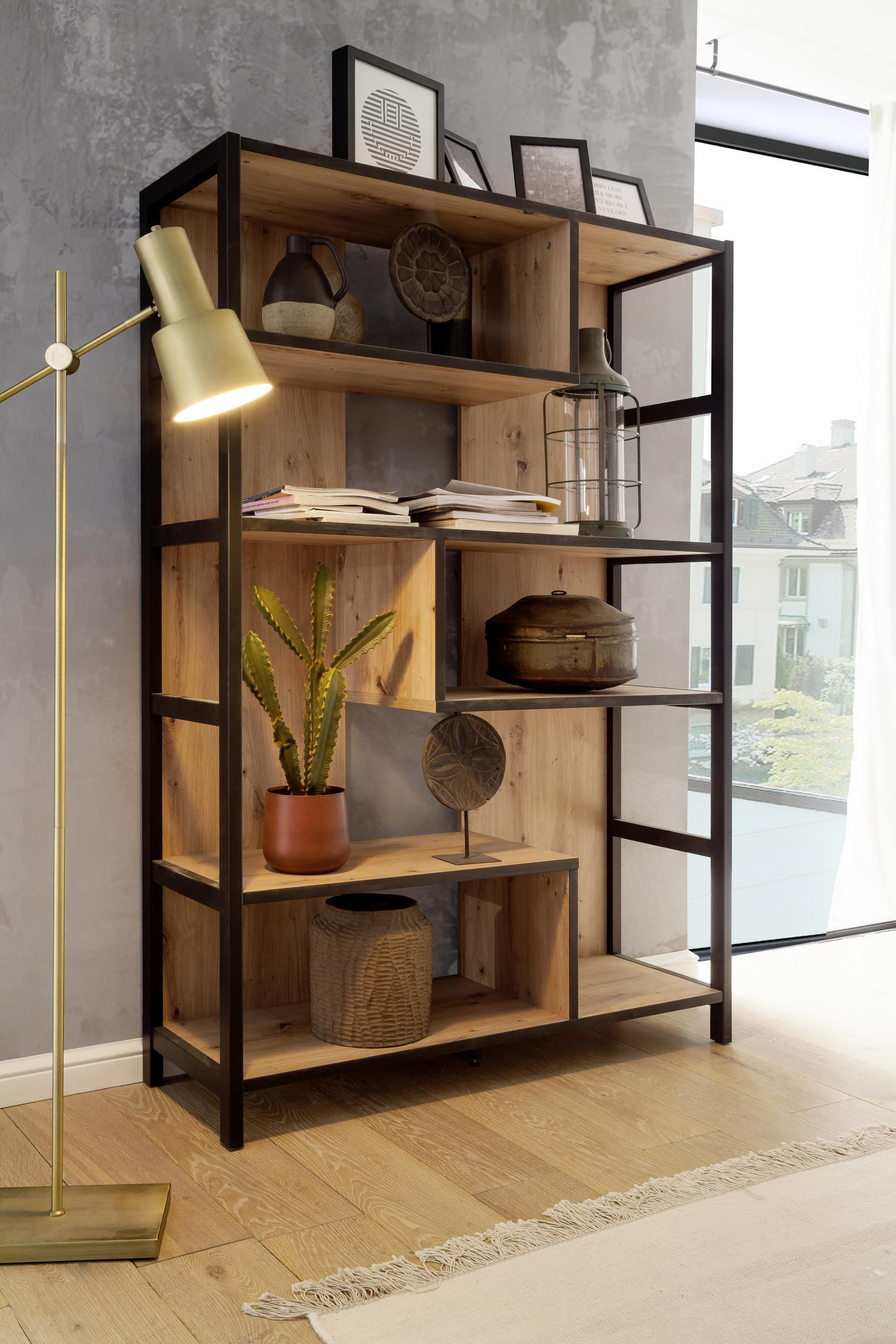 REGAL Anthrazit, Eichefarben - Eichefarben/Anthrazit, Design, Holzwerkstoff (116/175/40cm) - Carryhome