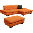 ECKSOFA in Mikrofaser Orange  - Schwarz/Orange, Design, Textil/Metall (290/198cm) - Xora