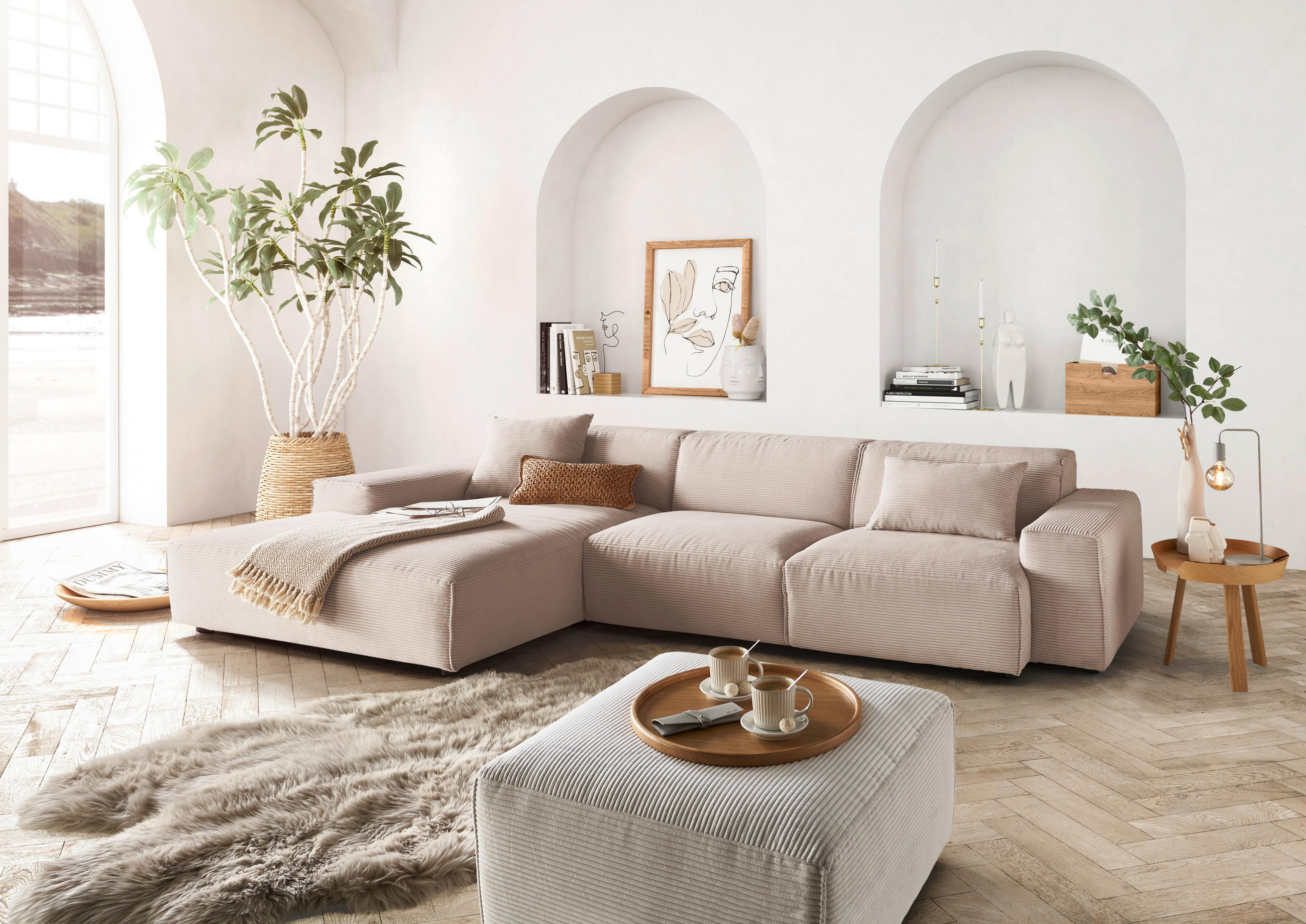 ROHOVÁ SEDACIA SÚPRAVA, textil, taupe - čierna/taupe, Design, textil/plast (189/300cm) - Livetastic
