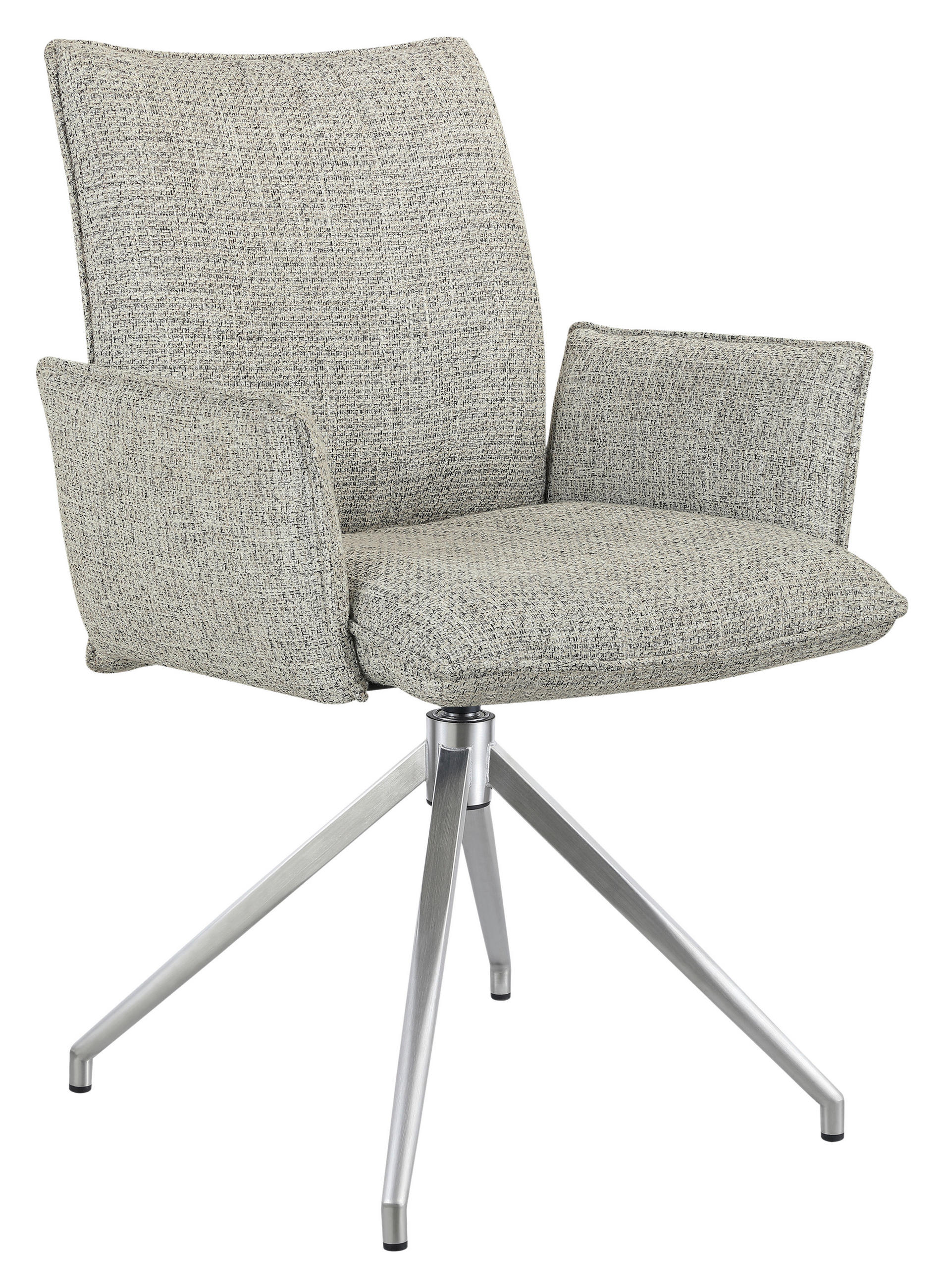 ARMLEHNSTUHL  Sitzfläche 360° drehbar, automatische Rückholfunktion Webstoff  Edelstahlfarben, Beige  - Edelstahlfarben/Beige, Design, Textil/Metall (60,5/87/61,5cm) - Novel