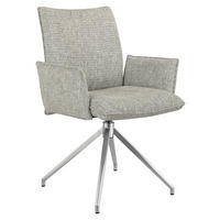 ARMLEHNSTUHL  Sitzfläche 360° drehbar, automatische Rückholfunktion Webstoff  Edelstahlfarben, Beige  - Edelstahlfarben/Beige, Design, Textil/Metall (60,5/87/61,5cm) - Novel