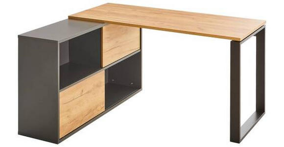 ECKSCHREIBTISCH 145/120/75 cm in Graphitfarben, Eichefarben - Eichefarben/Graphitfarben, MODERN, Holzwerkstoff/Metall (145/120/75cm) - Novel