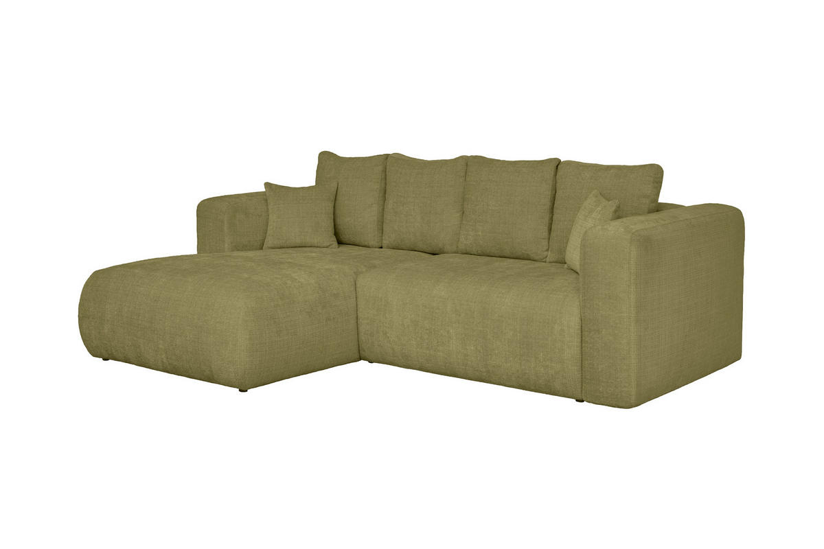 ECKSOFA Olivgrün Chenille Zierkissen, Rückenkissen, Rücken echt  - Schwarz/Olivgrün, MODERN, Kunststoff/Textil (188/276cm) - Milino
