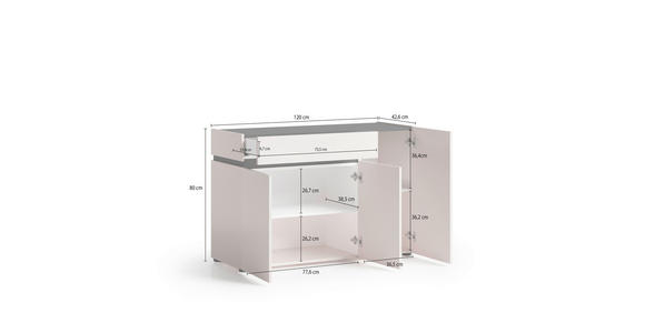 SIDEBOARD  120,2/80,1/42,6 cm 1 Schublade(n)  - Kaschmir/Anthrazit, Design, Holzwerkstoff/Kunststoff (120,2/80,1/42,6cm) - Voleo