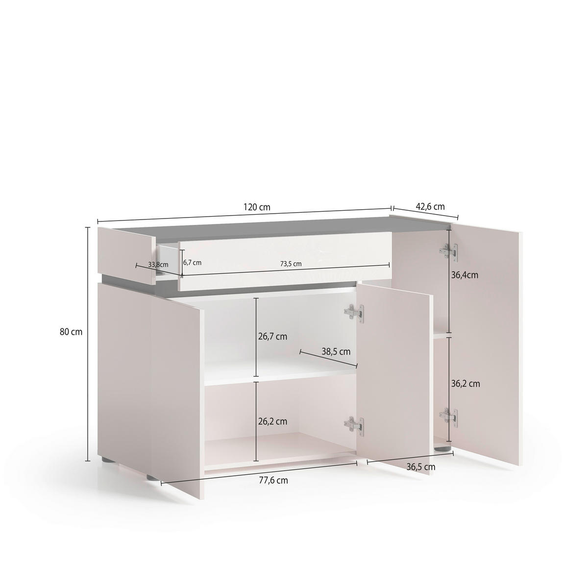 SIDEBOARD  120,2/80,1/42,6 cm 1 Schublade(n)  - Kaschmir/Anthrazit, Design, Holzwerkstoff/Kunststoff (120,2/80,1/42,6cm) - Voleo