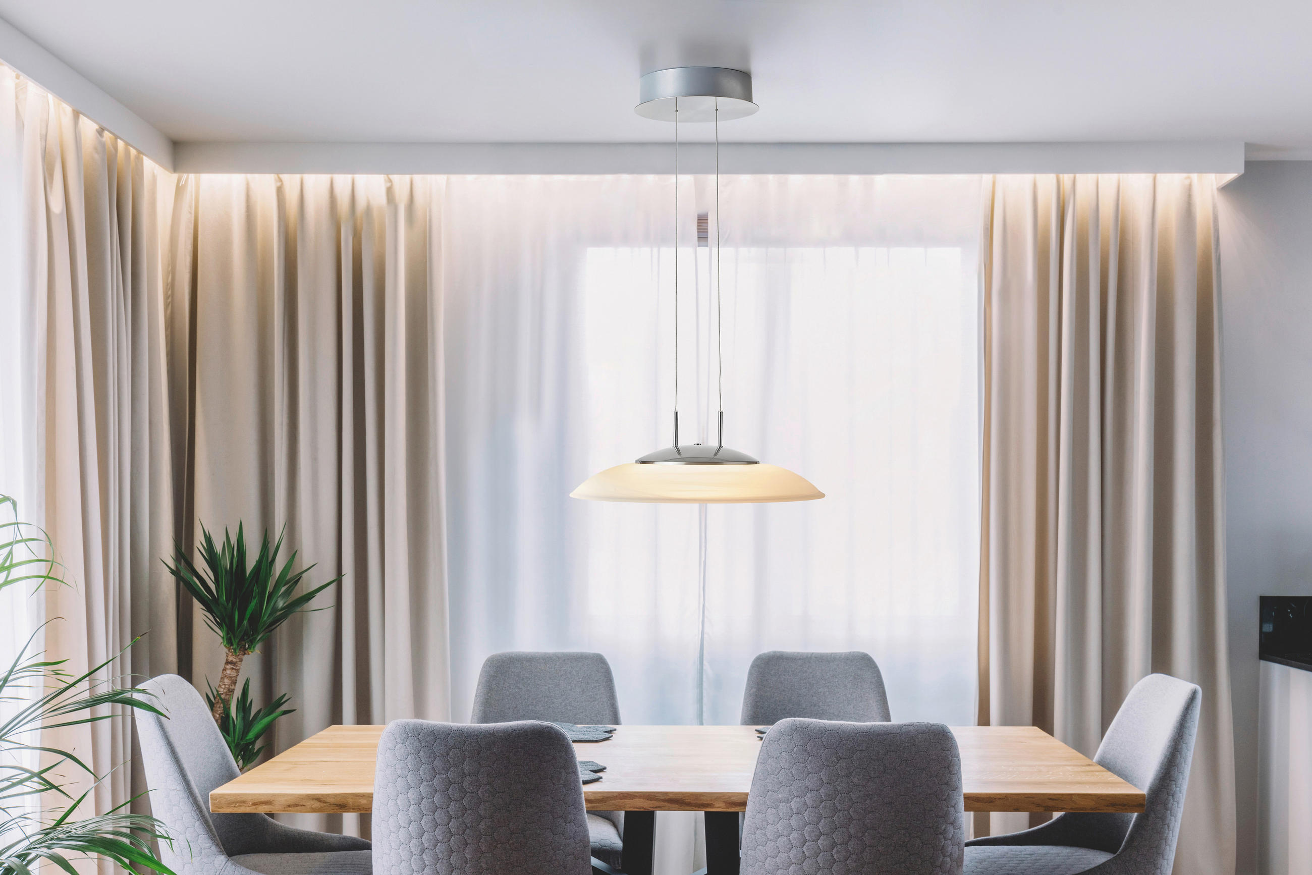 LED-HÄNGELEUCHTE 42,5/150 cm  - Chromfarben/Nickelfarben, Design, Glas/Metall (42,5/150cm) - Hell