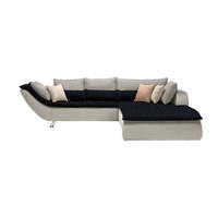 SOFFA i textil vit, ljusgrå, mörkblå  - vit/kromfärg, Design, metall/textil (300/220cm) - Livetastic