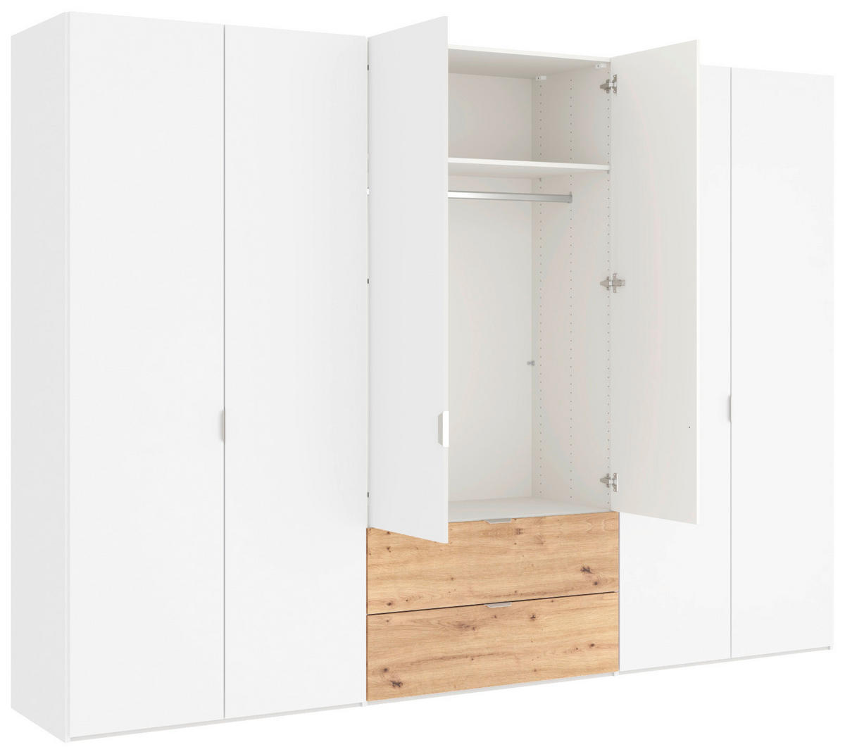 DREHTÜRENSCHRANK  in Weiß, Eiche Artisan  - Edelstahlfarben/Weiß, KONVENTIONELL, Holzwerkstoff/Metall (303/220/59cm) - Jutzler