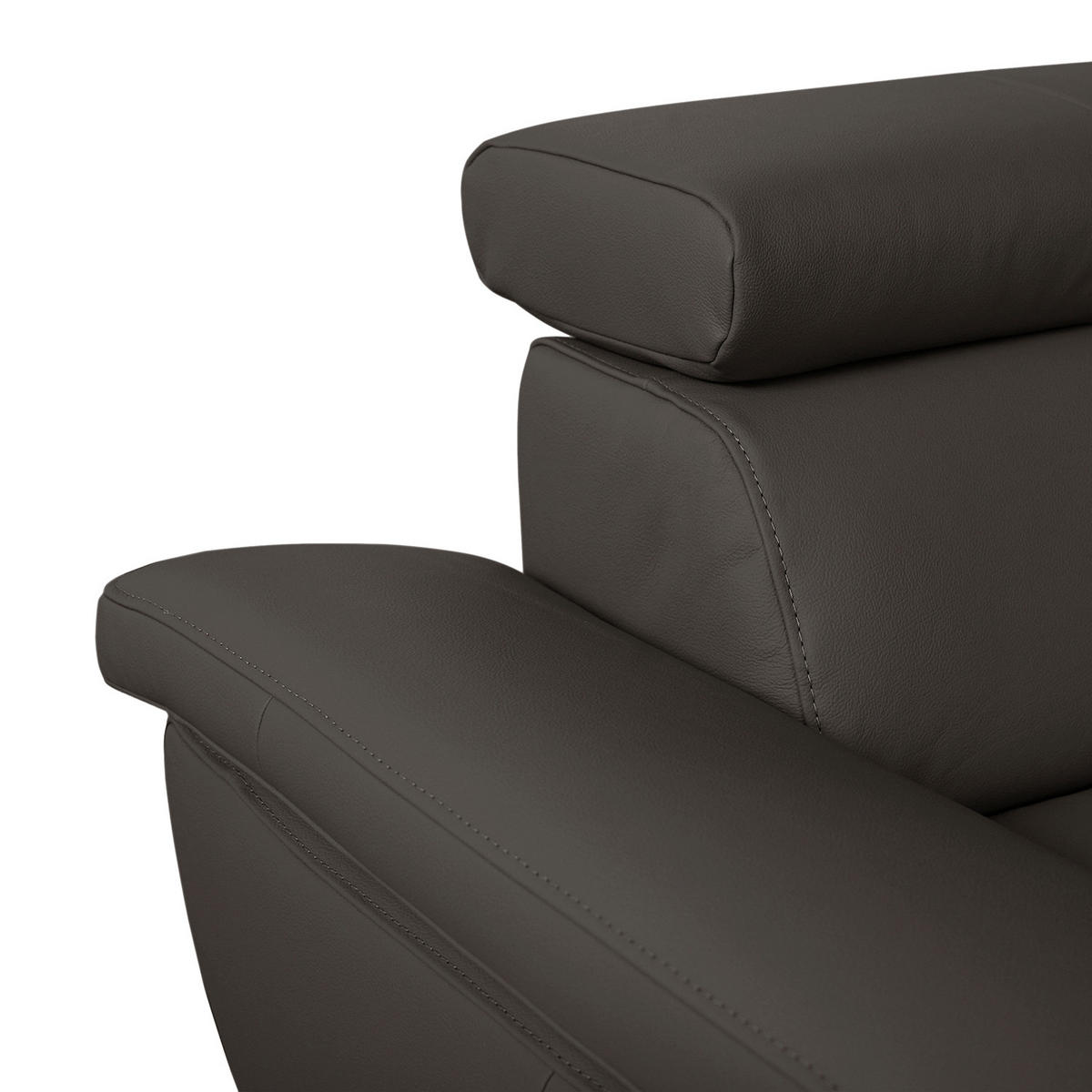 ECKSOFA Dunkelbraun Echtleder Lederlook  - Chromfarben/Dunkelbraun, Design, Leder/Textil (248/208cm) - Livetastic