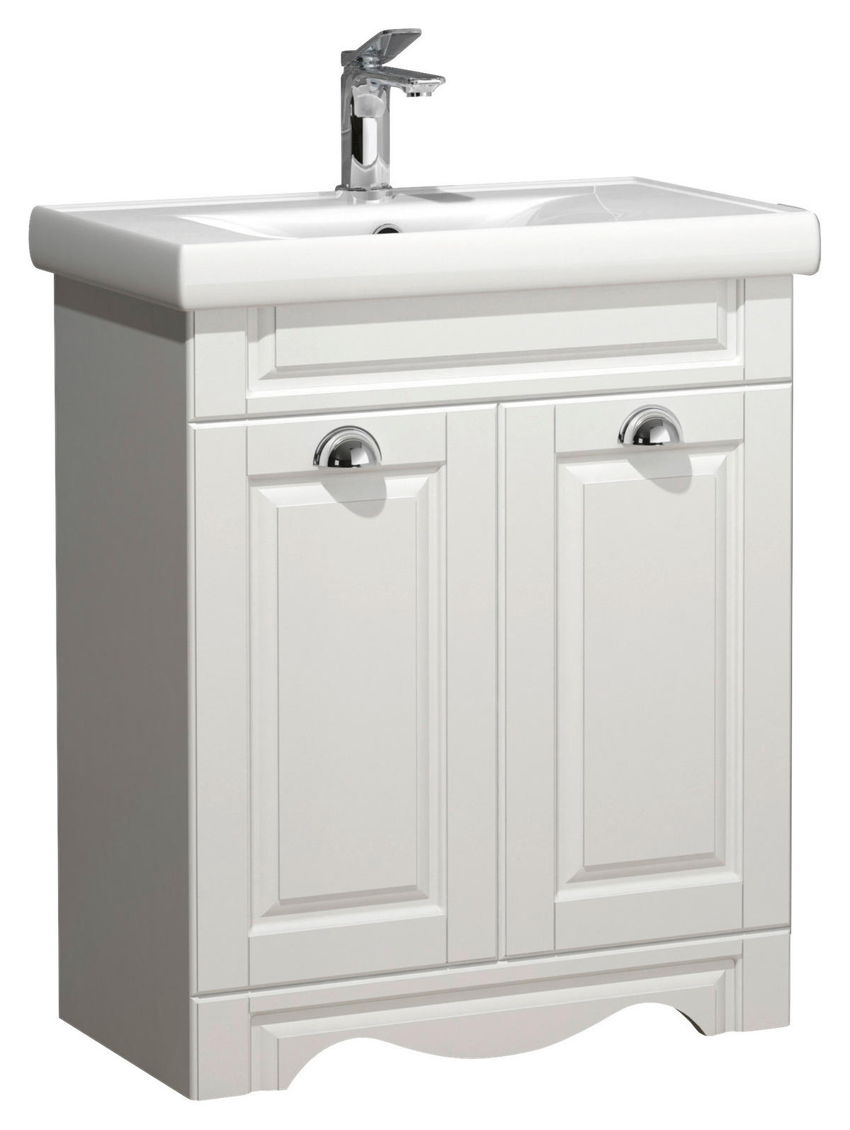BADEZIMMER 3-teilig  in 61 cm  - Weiss/Silberfarben, Modern, Glas/Keramik (61cm) - MID.YOU