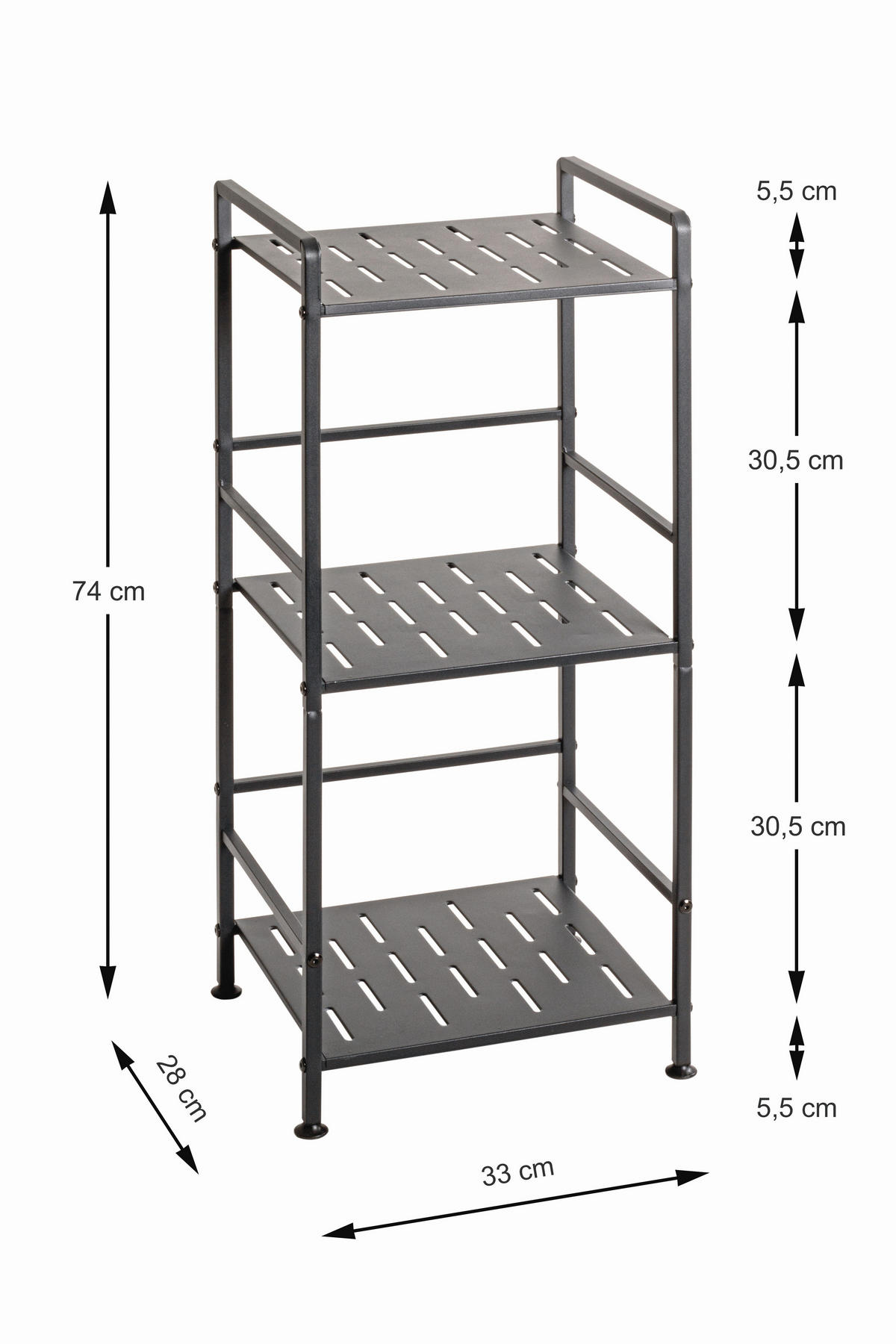 HYLLA i 33/74/28 cm antracit  - antracit, Design, metall (33/74/28cm)