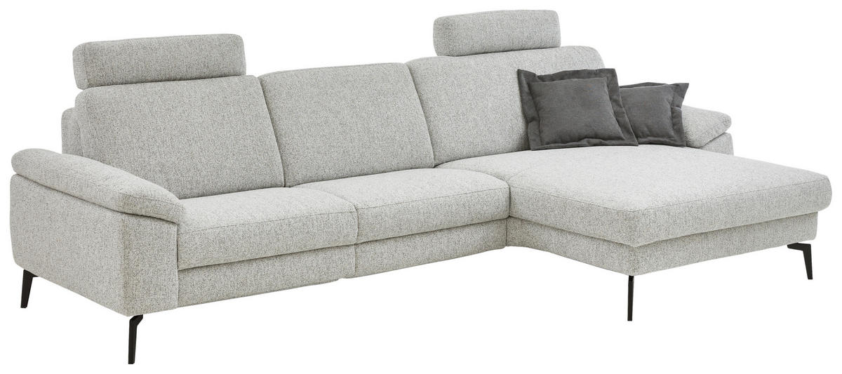 ECKSOFA  in Chenille Silberfarben  309/171 cm  - Silberfarben/Schwarz, Design, Textil/Metall (309/171cm) - Valdera