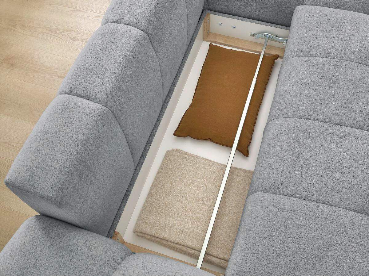 ECKSCHLAFSOFA EVEREST  mit Rücken echt, Armteil links, Armteil rechts Flachgewebe Dunkelgrau  - Dunkelgrau/Schwarz, MODERN, Kunststoff/Textil (180/318cm) - Livetastic