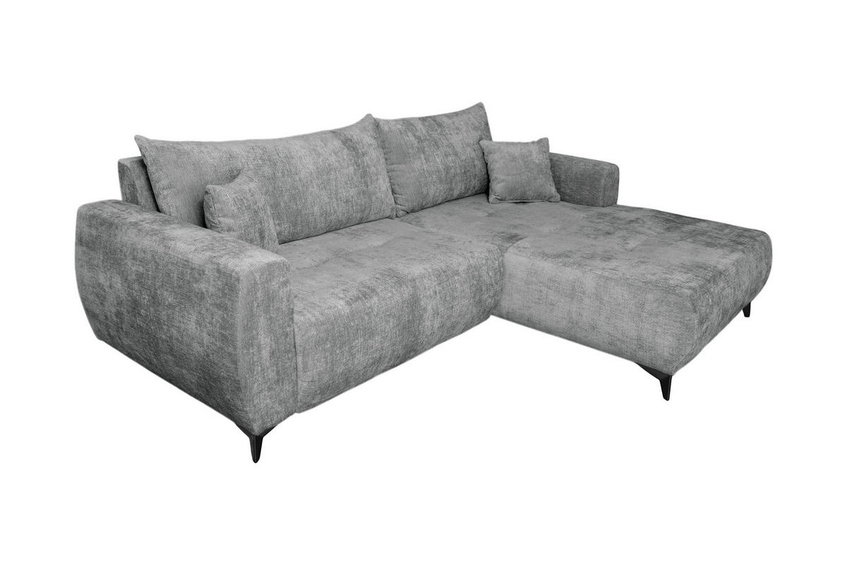 ECKSOFA BELARO Grau Chenille  - Schwarz/Grau, Design, Textil/Metall (246/177cm) - P & B