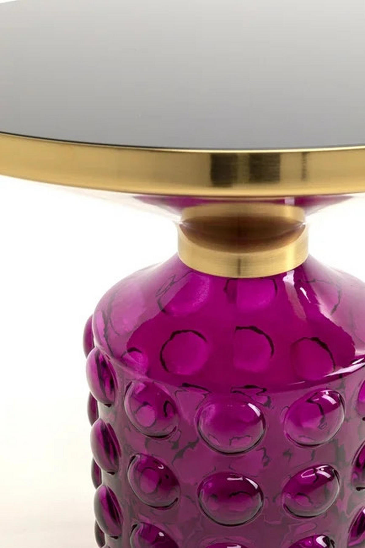 BEISTELLTISCH in Metall, Glas 50/50/52 cm  - Schwarz Hochglanz/Lila, Design, Glas/Metall (50/50/52cm) - Kare-Design