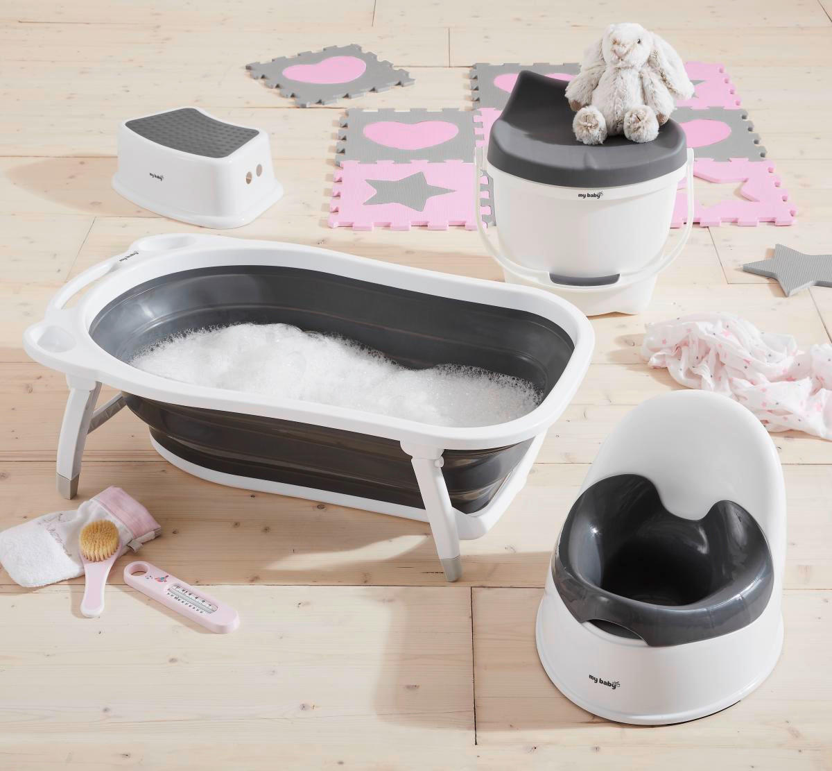 TOALETTSITS BASIC GREY  - vit/grå, Basics, plast (41cm) - My Baby Lou