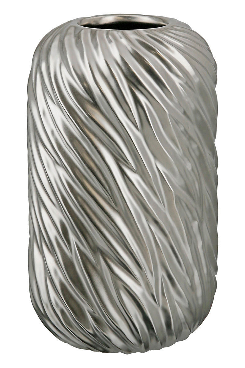 VASE  - Silberfarben, Basics, Keramik (12/12/20cm)