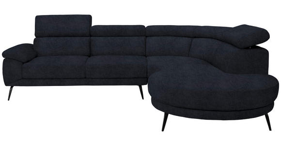 ECKSOFA in Samt Dunkelgrau  - Dunkelgrau/Schwarz, Design, Textil/Metall (299/264cm) - Novel