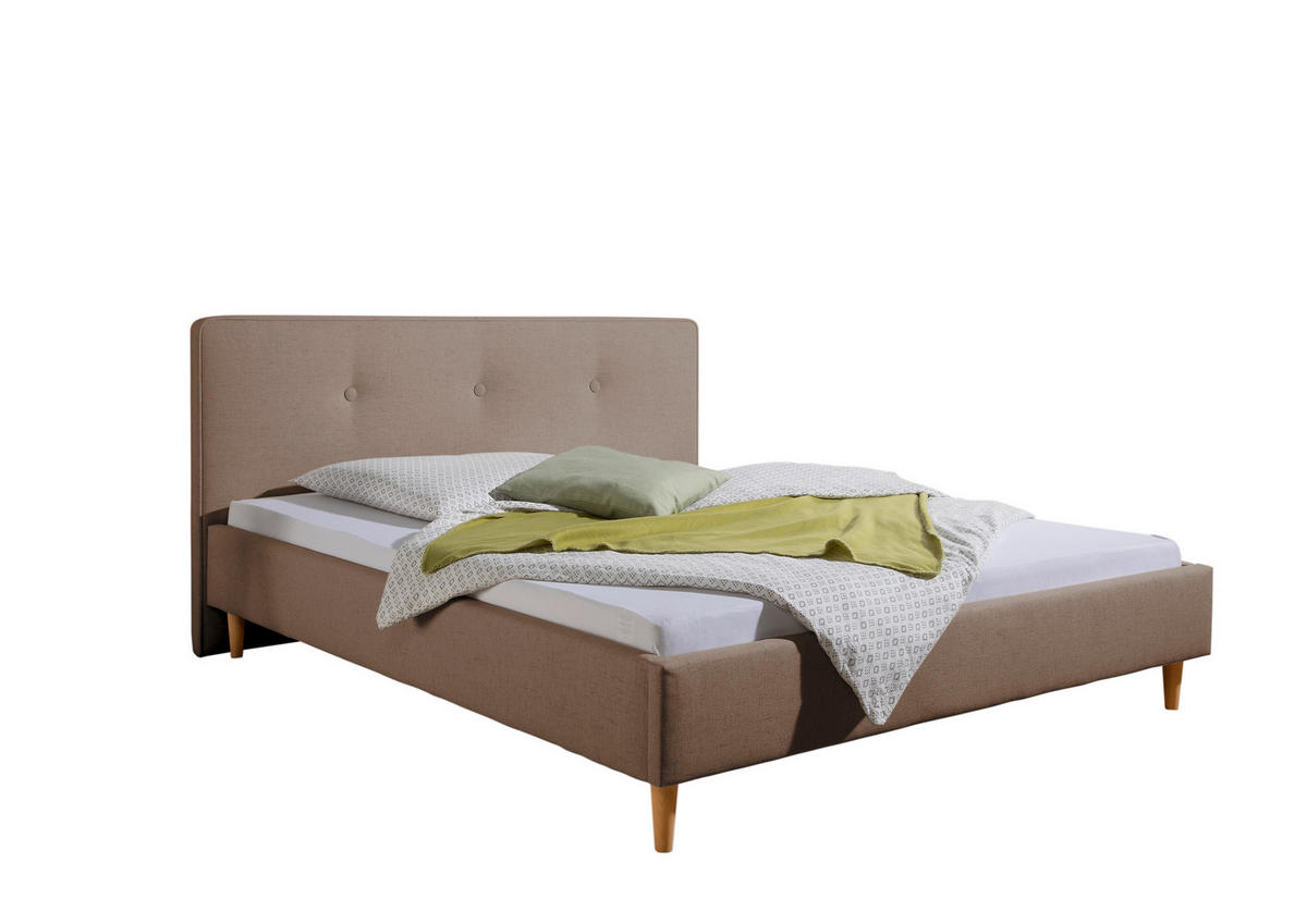 POLSTERBETT 200/200 cm,  in Hellbraun,  - Hellbraun/Naturfarben, MODERN, Holz/Textil (200/200cm) - Livetastic