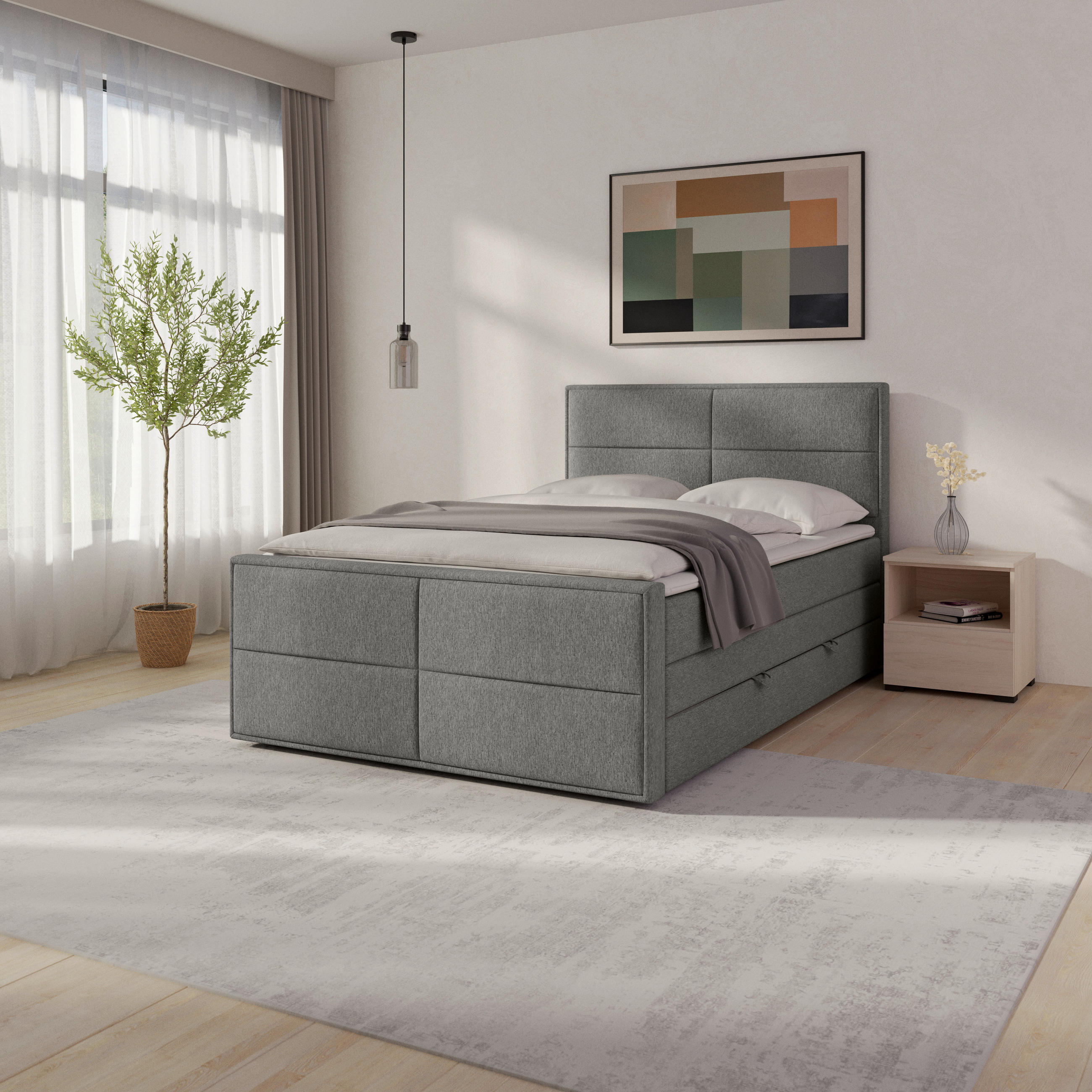 BOXSPRINGBETT 120/200 cm  in Silberfarben  - Silberfarben, MODERN, Holz/Kunststoff (120/200cm) - MID.YOU