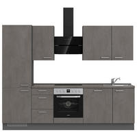 KÜCHENBLOCK 270 cm   in Schieferfarben  - Schieferfarben/Edelstahlfarben, MODERN, Holzwerkstoff/Metall (270cm) - Nobilia