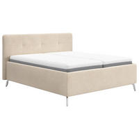 KÁRPITOZOTT ÁGY 160/200 cm  bézs  - bézs/krómszínű, Basics, faalapú anyag/textil (160/200cm) - Carryhome