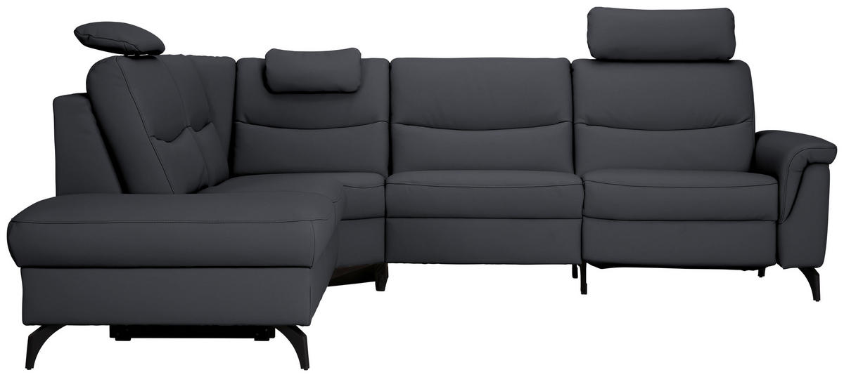 ECKSOFA  in Echtleder Dunkelblau  249/280 cm  - Anthrazit/Dunkelblau, Design, Leder/Metall (249/280cm) - Himolla Komfortklass