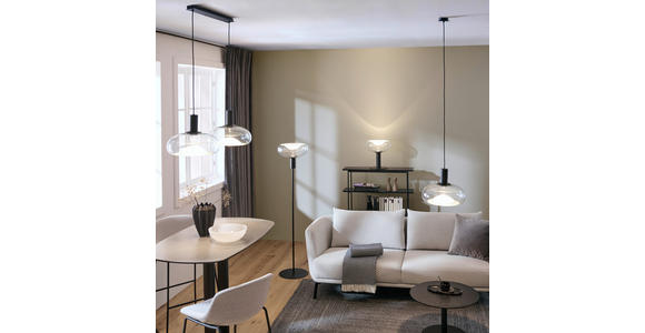 HÄNGELEUCHTE 98,5/37/183 cm - Schwarz, Design, Glas/Metall (98,5/37/183cm) - Dieter Knoll