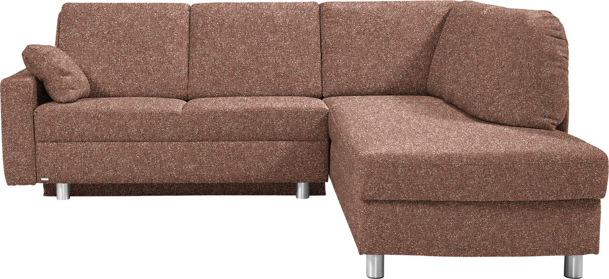 ECKSOFA  in Mikrovelours Terracotta  227/208 cm  - Terracotta/Alufarben, KONVENTIONELL, Textil/Metall (227/208cm) - Sedda
